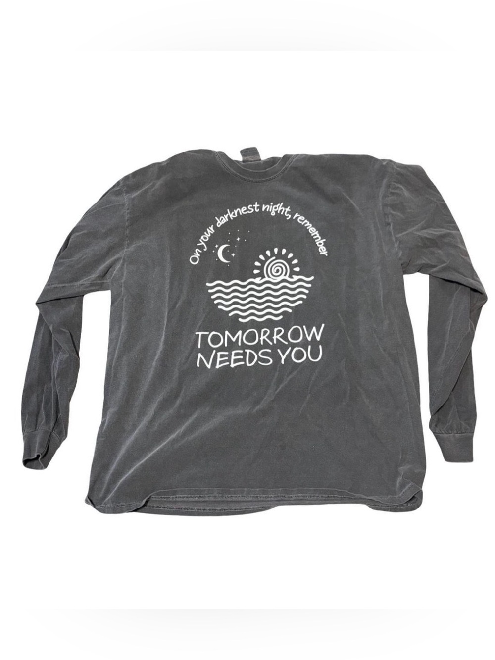 Comfort colors “Tomorrow Needs You” Long Sleeve Graphic Shirt - Charcoal 2XL